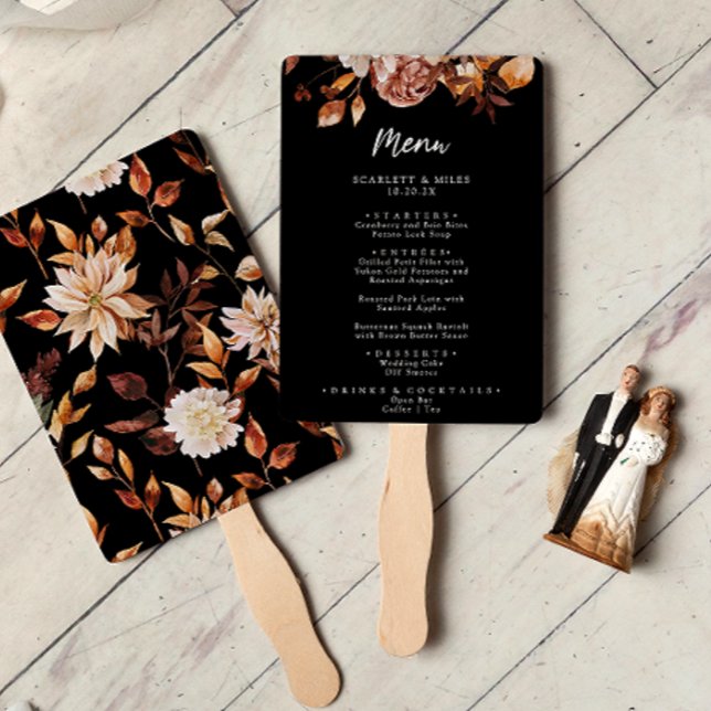 Éventail Black Fall Floral Menu Ensemble de ventilateurs (Black Fall Floral Menu Set of Fans
)