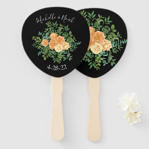 Éventail Black & Peach Mariage Floral moderne