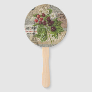 Éventail Blackberries Floral Garden Flower Papillon Art