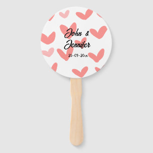 Éventail blanc simple style de texte mariage rouge coeur