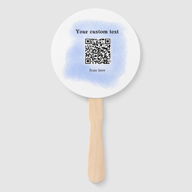 Éventail bleu aquarelle QR code scan ajouter texte personna (Devant)