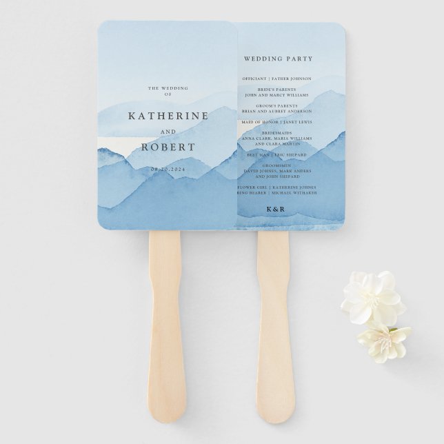 Éventail Blush Mountain Range Programme de mariage Ventilat (Devant et derrière)