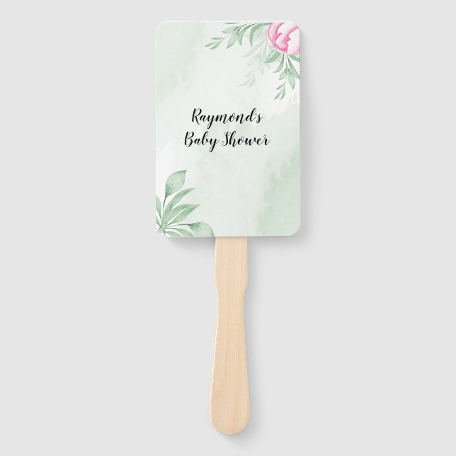 Éventail Boho Aquarelle Eucalyptus ​ baby shower (Devant)