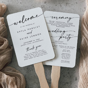 Éventail Boho Chic Black and White Wedding Programme
