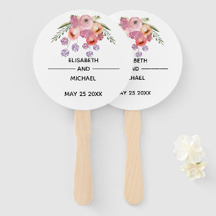 Éventail Boho élégant aquarelle chic bouquet floral