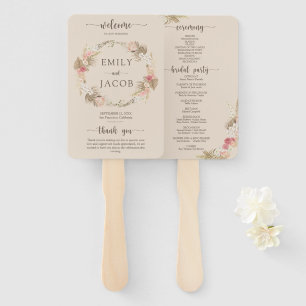 Éventail Boho Floral Wedding Programme main Ventilateur