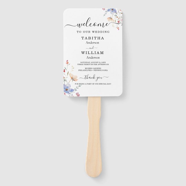 Éventail Boho Floral wildflower wedding Invitation (Devant)