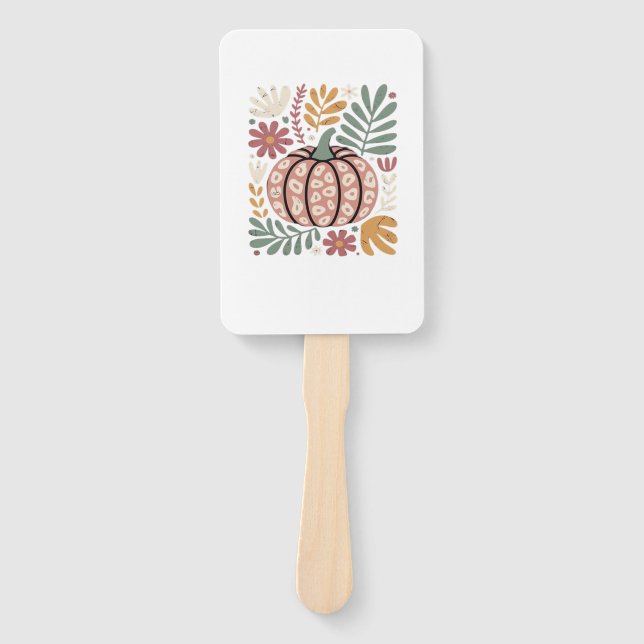 Éventail Boho Leopard Pumpkin Fall � Retro Autumn Floral Ha (Devant)