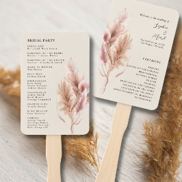 Éventail Boho Pampas Grass Wedding Program Hand Fan