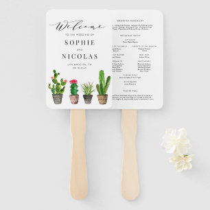 Éventail Boho Watercolor Succulents Cérémonie Mariage