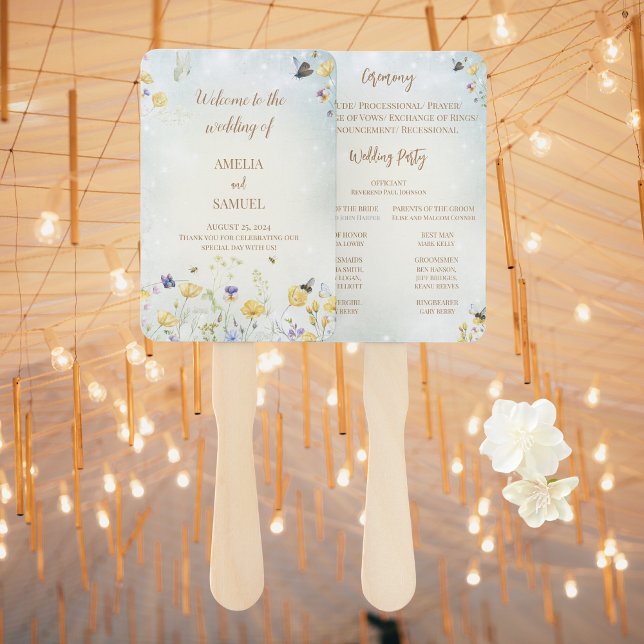 Éventail Boho Wildflower Rustic Green Wedding Programme (Créateur téléchargé)