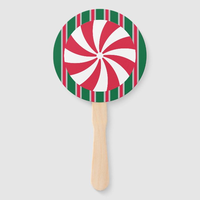Éventail Bonbon de menthe de Noël amusant et fantaisiste (Devant)