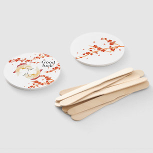 Éventail Bonne chance Poisson Koi avec Sakura Japonais él
