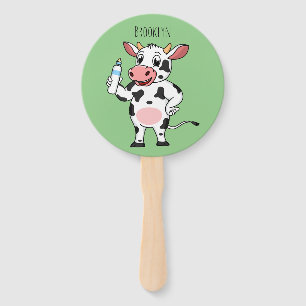 Éventail Bonne vache avec dessin animé de biberon