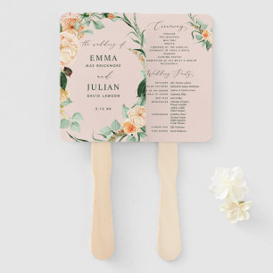 Éventail Botanique Boho Green Programme de mariage rose pâl