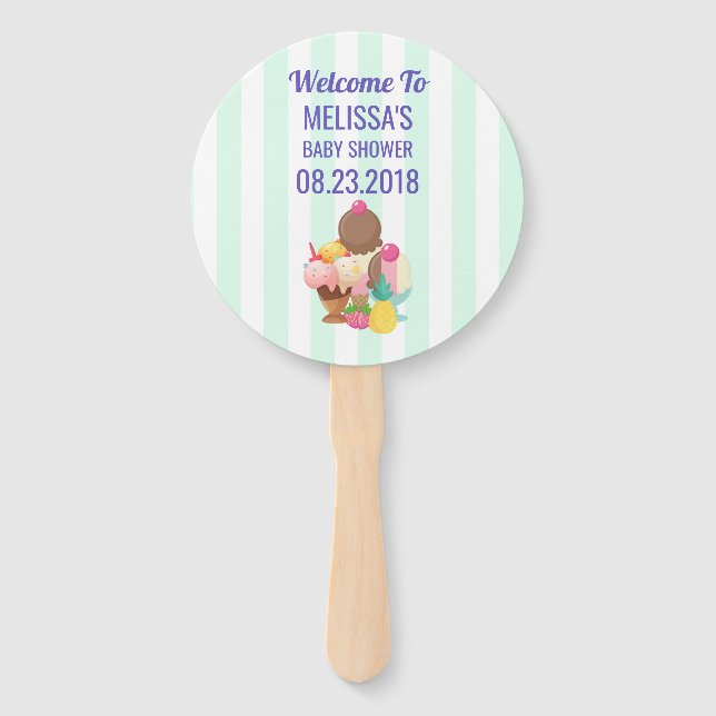 Éventail Boulettes de crème glacée avec Baby shower d'arros (Devant)