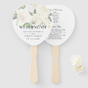 Éventail Bouquet Rose blanche Programme de mariage