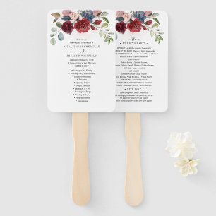 Éventail Bourgogne Floral Dusty Blue Flowers Programme de m