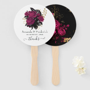Éventail Bourgogne - Mariage Floral Marsala et Or