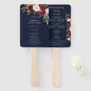 Éventail Bourgogne Marsala Programme de mariage floral Mari