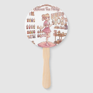 Éventail Bouton d'anniversaire de fille d'anime rose Kawaii