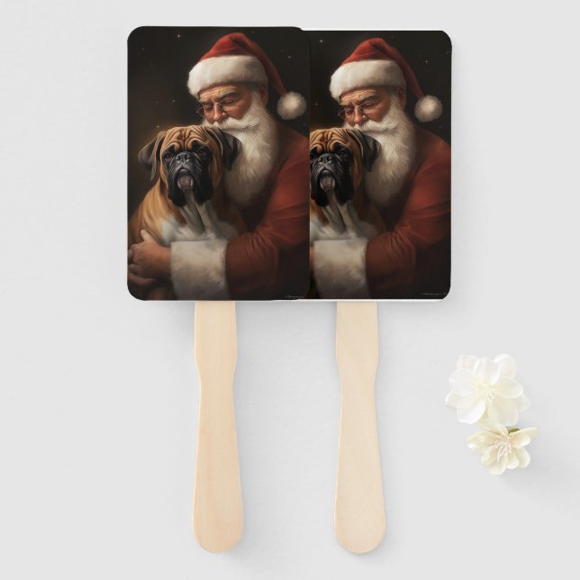 Éventail Boxer avec Noël Festif du Père Noël (Devant et derrière)