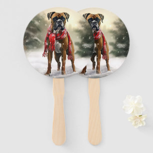 Éventail Boxer dans la neige à Noël
