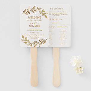Éventail Branches courbes Programme de mariage d'or