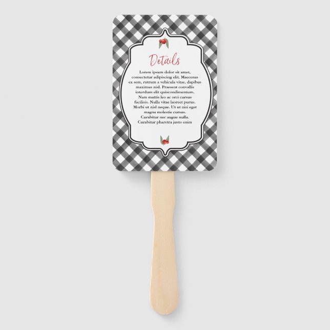 Éventail Buffalo Check noir blanc Plaid Mariage Merci (Dos)