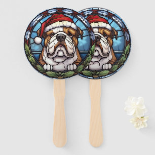 Éventail Bulldog Vitrail de Noël