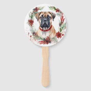 Éventail Bullmastiff Noël Wreath Festive Pup