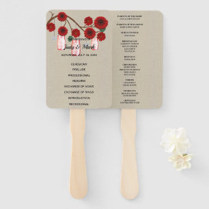 Éventail Burlap Rustique Rouge Floral Mason jarres Mariage