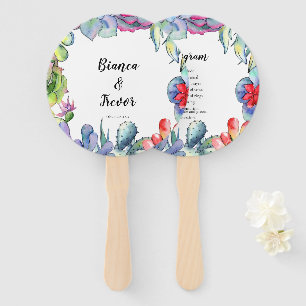 Éventail Cactus et succulents programme de mariage aquarell