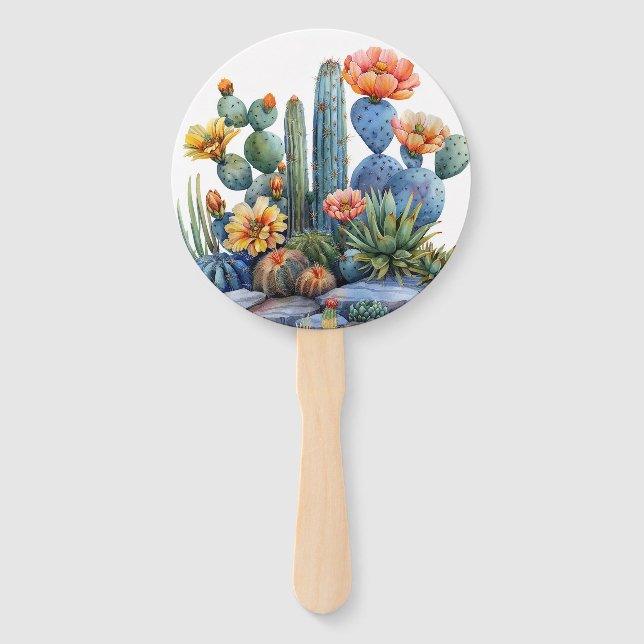 Éventail Cactus florissants et succulents (Devant)