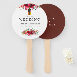 Éventail Cadeau de mariage floral rouge Bourgogne et rose