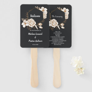 Éventail Cadre géométrique moderne Mariage floral blanc cad