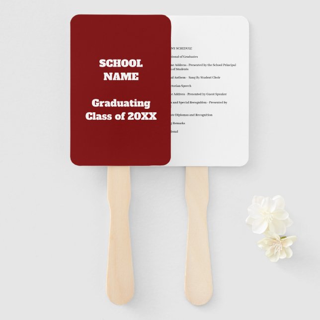 Éventail Calendrier de la cérémonie de remise des diplômes  (Devant et derrière)