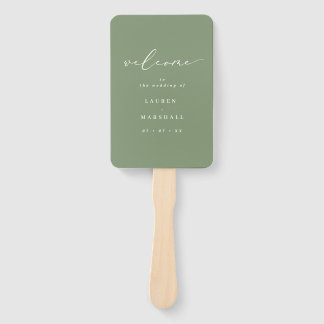Éventail Calligraphie minimaliste Sage Green Wedding Progra