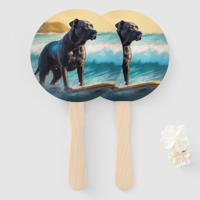 Éventail Cane Corso Beach Surf Peinture (Devant et derrière)
