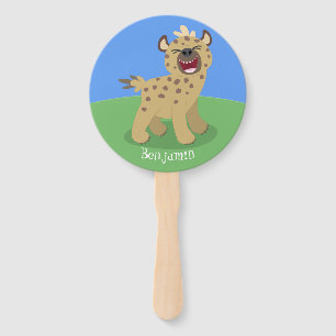 Éventail Caricature amusante hyena riant illustration