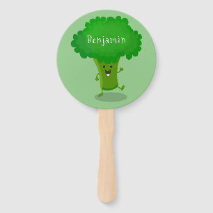 Éventail Caricature de brocoli dansant Cute kawaii