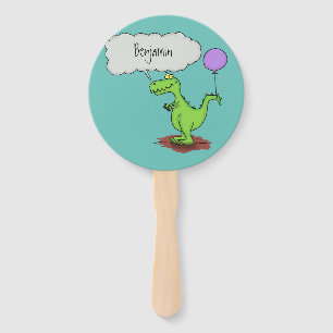 Éventail Caricature de dragon dragon drôle et vert respiran
