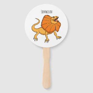 Éventail Caricature de lézard à col frisé orange