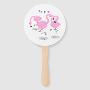 Éventail Caricature en trio flamand rose mou