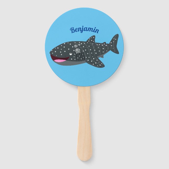 Éventail Caricature joli requin baleine joyeux (Devant)