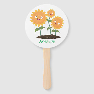 Éventail Caricature joli tournesol souriant illustration