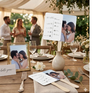Éventail Carte de détails de planning de mariage minimalist