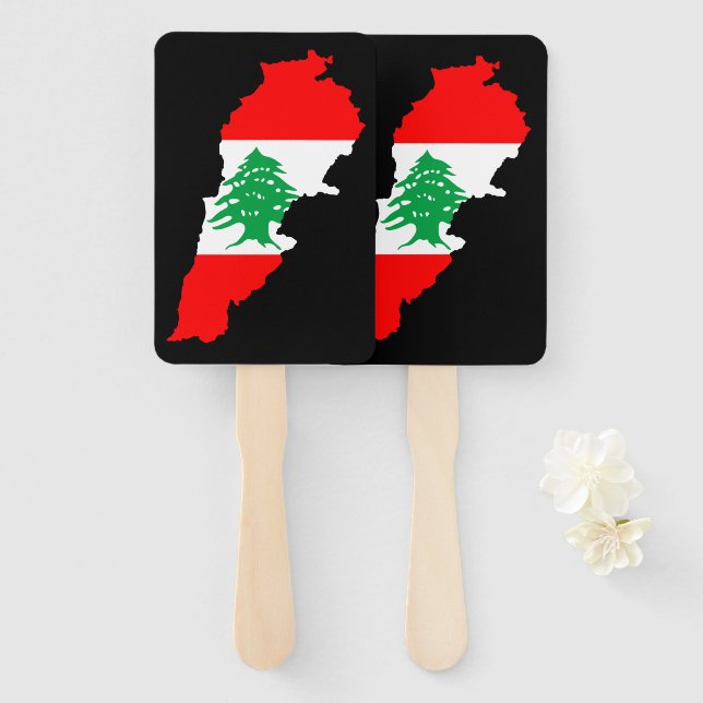 Éventail Carte du Liban avec drapeau (Devant et derrière)