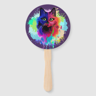 Éventail Cat Trippy Psychedelic Pop Art