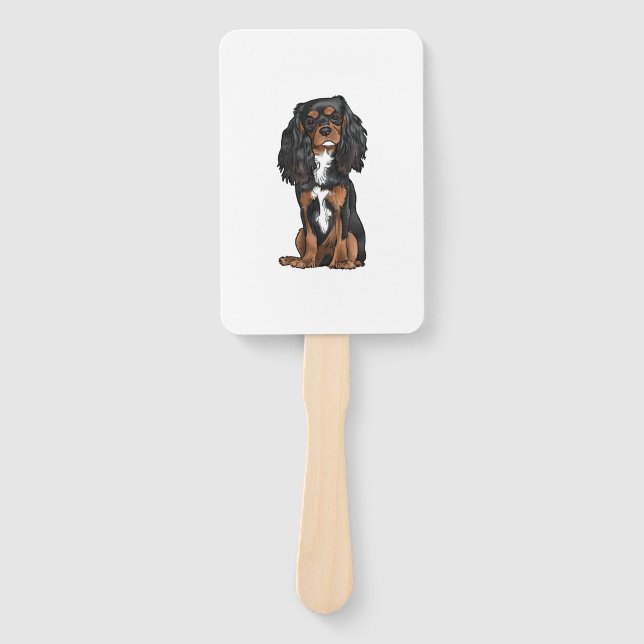 Éventail Cavalier King Charles Spaniel - Noir et Tan (Devant)
